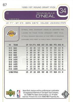 2002-03 Upper Deck #67 Shaquille O'Neal Back