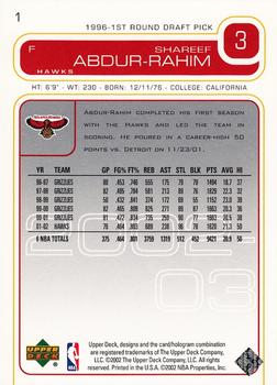 2002-03 Upper Deck #1 Shareef Abdur-Rahim Back