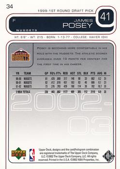 2002-03 Upper Deck #34 James Posey Back