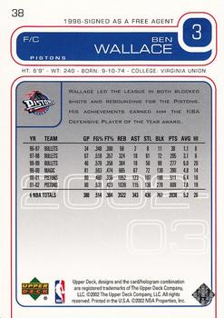 2002-03 Upper Deck #38 Ben Wallace Back