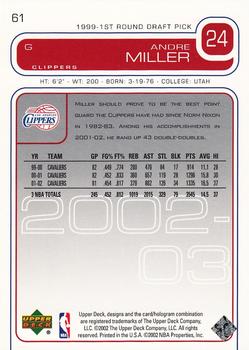 2002-03 Upper Deck #61 Andre Miller Back
