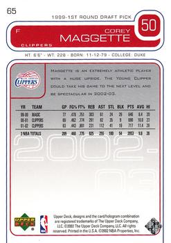 2002-03 Upper Deck #65 Corey Maggette Back