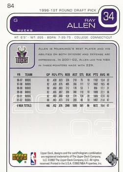 2002-03 Upper Deck #84 Ray Allen Back