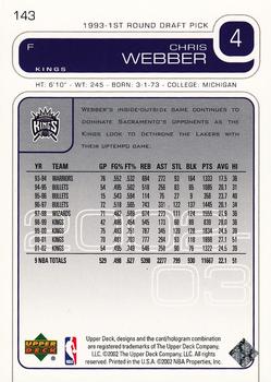 2002-03 Upper Deck #143 Chris Webber Back