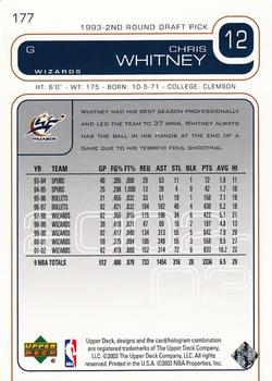 2002-03 Upper Deck #177 Chris Whitney Back