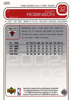 2002-03 Upper Deck #225 Eddie Robinson Back