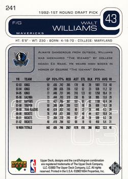 2002-03 Upper Deck #241 Walt Williams Back