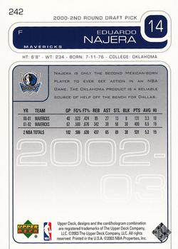 2002-03 Upper Deck #242 Eduardo Najera Back