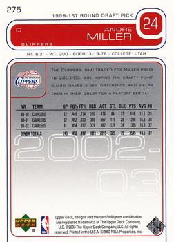 2002-03 Upper Deck #275 Andre Miller Back