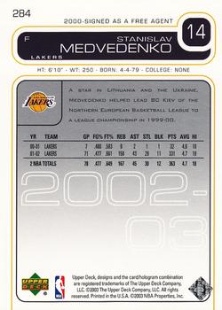 2002-03 Upper Deck #284 Stanislav Medvedenko Back