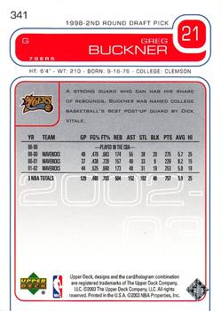 2002-03 Upper Deck #341 Greg Buckner Back