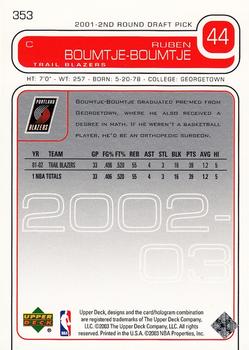 2002-03 Upper Deck #353 Ruben Boumtje-Boumtje Back