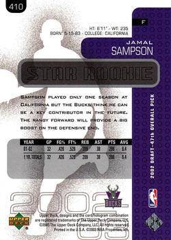 2002-03 Upper Deck #410 Jamal Sampson Back
