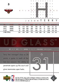 2002-03 UD Glass #3 Jason Terry Back