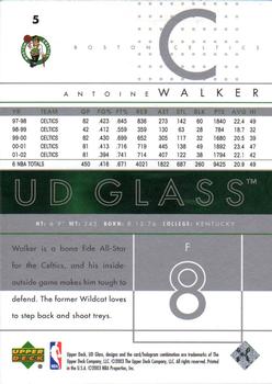 2002-03 UD Glass #5 Antoine Walker Back
