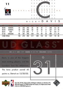 2002-03 UD Glass #11 Ricky Davis Back
