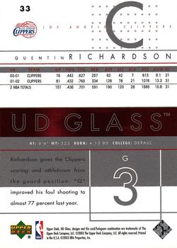 2002-03 UD Glass #33 Quentin Richardson Back