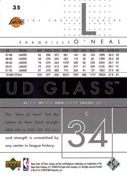 2002-03 UD Glass #35 Shaquille O'Neal Back
