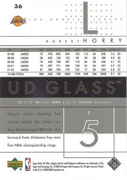 2002-03 UD Glass #36 Robert Horry Back