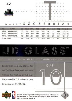 2002-03 UD Glass #47 Wally Szczerbiak Back