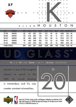 2002-03 UD Glass #57 Allan Houston Back