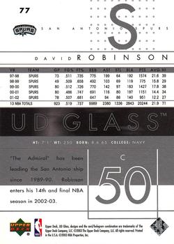 2002-03 UD Glass #77 David Robinson Back