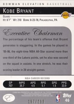 2006-07 Bowman Elevation - Red #46 Kobe Bryant Back