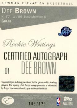 2006-07 Bowman Elevation - Rookie Writing Autographs Blue #RWA-DBR Dee Brown Back