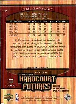 2002-03 Upper Deck Hardcourt #114 Dan Gadzuric Back