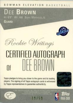 2006-07 Bowman Elevation - Rookie Writing Autographs Gold #RWA-DBR Dee Brown Back