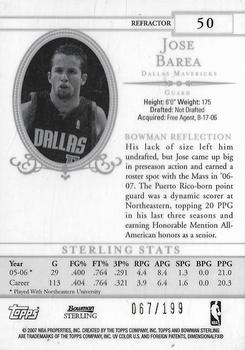 2006-07 Bowman Sterling - Refractors #50 Jose Barea Back
