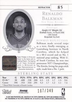 2006-07 Bowman Sterling - Refractors Gold #85 Renaldo Balkman Back
