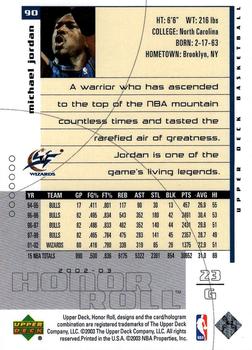 2002-03 Upper Deck Honor Roll #90 Michael Jordan Back