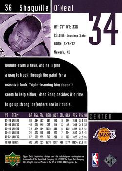 2002-03 Upper Deck Inspirations #36 Shaquille O'Neal Back