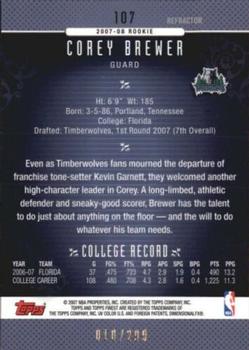 2006-07 Finest - Refractors Blue #107 Corey Brewer Back
