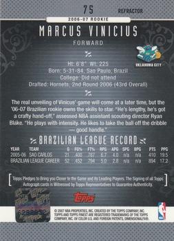 2006-07 Finest - Rookie Autographs Refractors #75 Marcus Vinicius Back