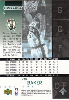 2002-03 Upper Deck Ovation #6 Vin Baker Back