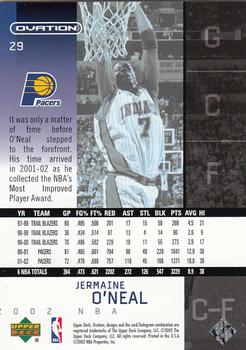 2002-03 Upper Deck Ovation #29 Jermaine O'Neal Back