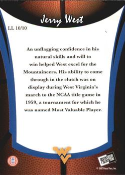 2006-07 Press Pass Legends - Legendary Legacy #LL10 Jerry West Back