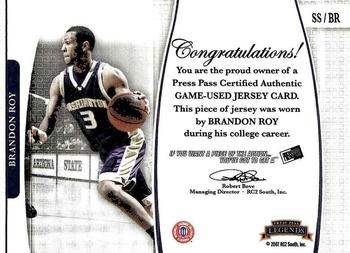 2006-07 Press Pass Legends - Saturday Swatches #SS-BR Brandon Roy Back