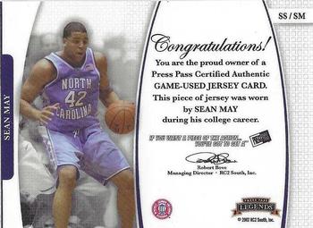 2006-07 Press Pass Legends - Saturday Swatches Prime #SS-SM Sean May Back