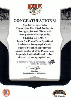 2006-07 Press Pass Legends - Signatures #NNO Stacey Augmon Back