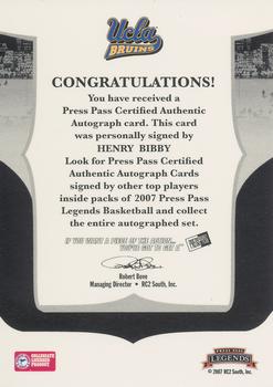 2006-07 Press Pass Legends - Signatures #NNO Henry Bibby Back