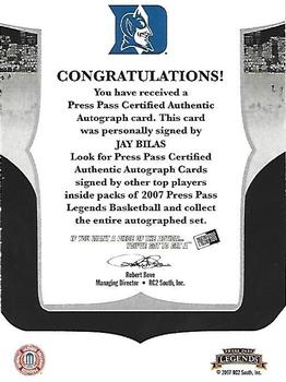 2006-07 Press Pass Legends - Signatures #NNO Jay Bilas Back