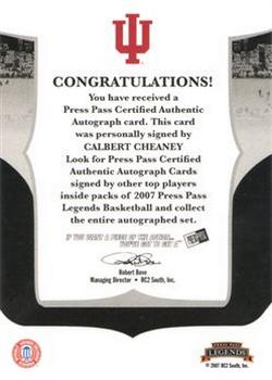 2006-07 Press Pass Legends - Signatures #NNO Calbert Cheaney Back