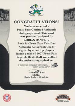 2006-07 Press Pass Legends - Signatures #NNO Adrian Dantley Back