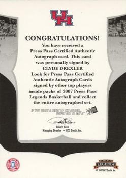 2006-07 Press Pass Legends - Signatures #NNO Clyde Drexler Back