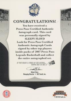 2006-07 Press Pass Legends - Signatures #NNO Sleepy Floyd Back