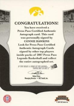 2006-07 Press Pass Legends - Signatures #NNO Connie Hawkins Back