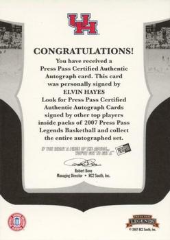 2006-07 Press Pass Legends - Signatures #NNO Elvin Hayes Back